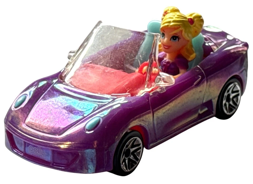 VTG Miniature Micro Doll Play Set Polly Pocket METALIC Purple #5 2007 Convertibl - Image 2 of 4