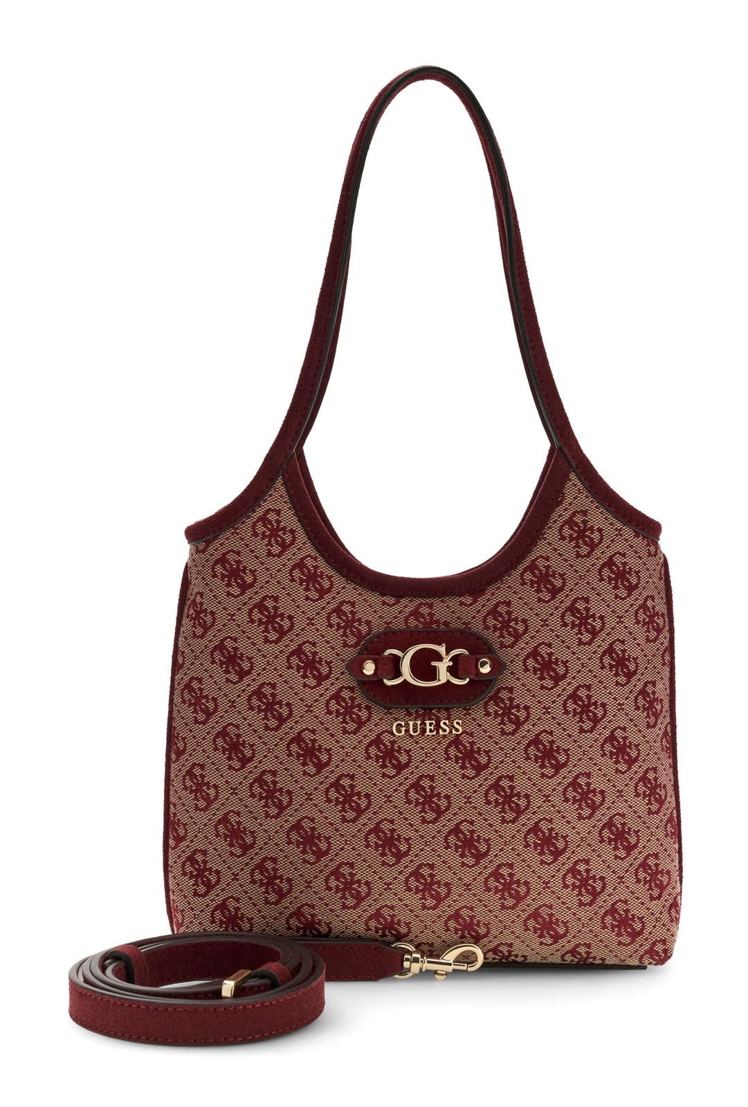 GUESS handbag Samantha Mini Tote Merlot Logo