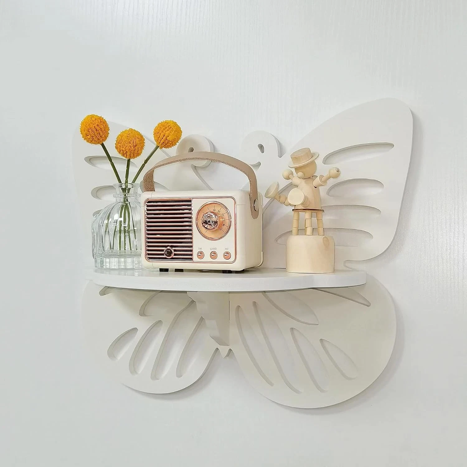 Butterfly Shaped Nursery Wall Deor Floating Shelf, Cute Wall Display Rack for Ki
Opens in a new wind