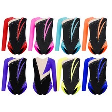 Girls Leotard Athletic Bodysuit Ballroom Jumpsuit Stage Performance Unitard