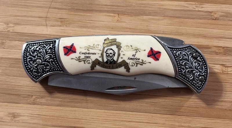 Robert E Lee Confederate State of America Collectors  Folding Knife 8” Opened
