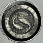 Pisces Zodiac Astrological Coin 1 Troy Oz .999 Fine Silver Antiqued Round 999