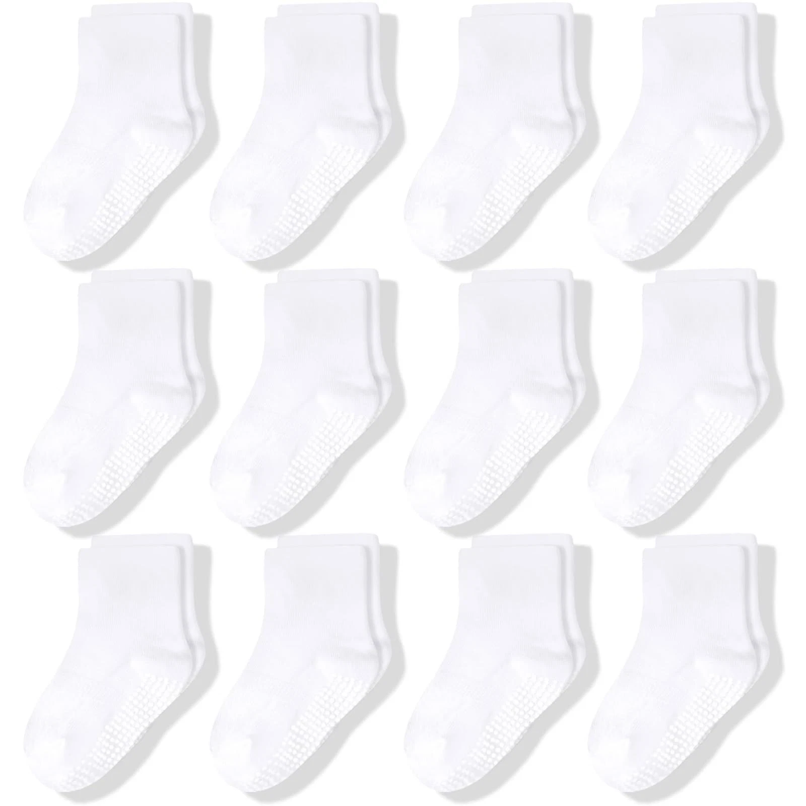 CozyWay Toddler Crew Grip Socks - Non-Slip Gripper Soles - Size 3-5T, White
Opens in a new window or