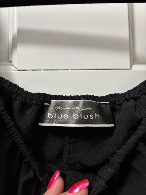 Small/Medium Blue Blush Ruffled Top Button Down B… - image 2