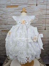 Free Shipping  Baptism Dress, Christening Gown, Baby Girl White Dress