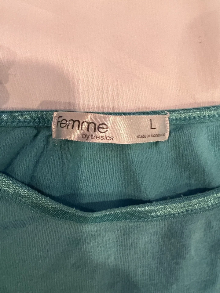 Camiseta sin mangas para mujer Femme By Frescos talla L - verde azulado - mezcla de algodón spandex Foto 2 de 3