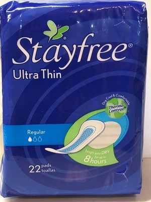 Stayfree Ultra thin Maxi pads 22 count (380041022002)