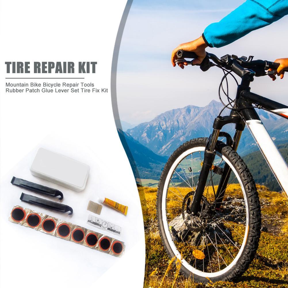Mountain Bike Bicycle Tire Repair Tools Kit Rubber Patch Glue Lever