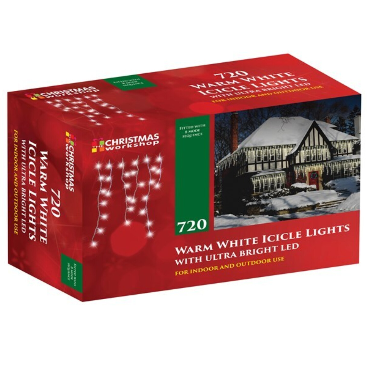 Christmas Lights 720 LED Icicle Warm White String Christmas Xmas Indoor Outdoor