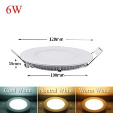 6W  12W 18W 24W LED Panel Light Round Recessed Ceiling Down Lights Cool White