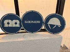 VINTAGE RUSSIAN SHIPS WARNING TIN SIGNS ( LOT...
