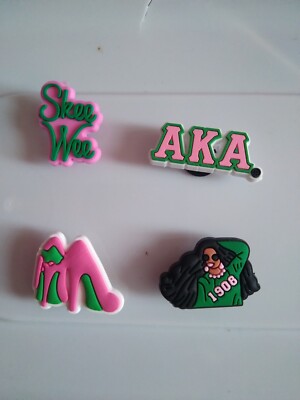 4 pink & green ladies shoe charms for crocs and clogs
