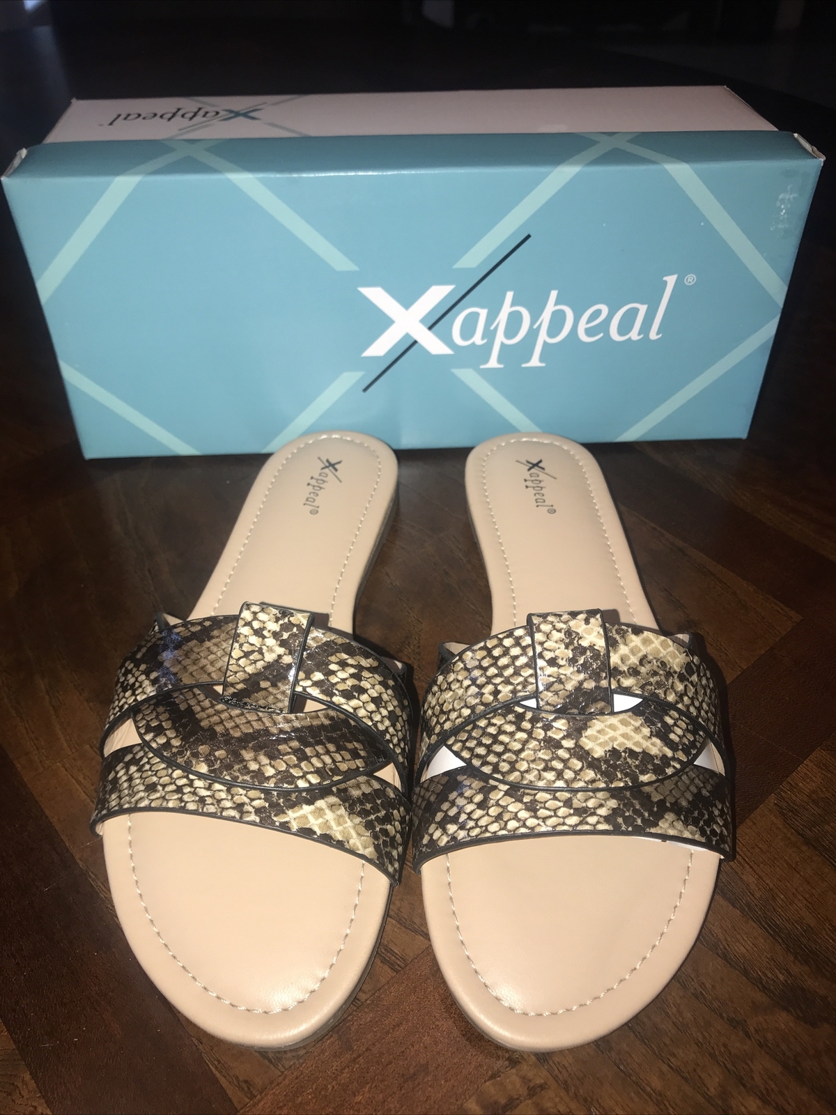 XAPPLEAL MADDY SNAKE PRINT SLIDE ON SANDALS NEW SIZE 8 | eBay