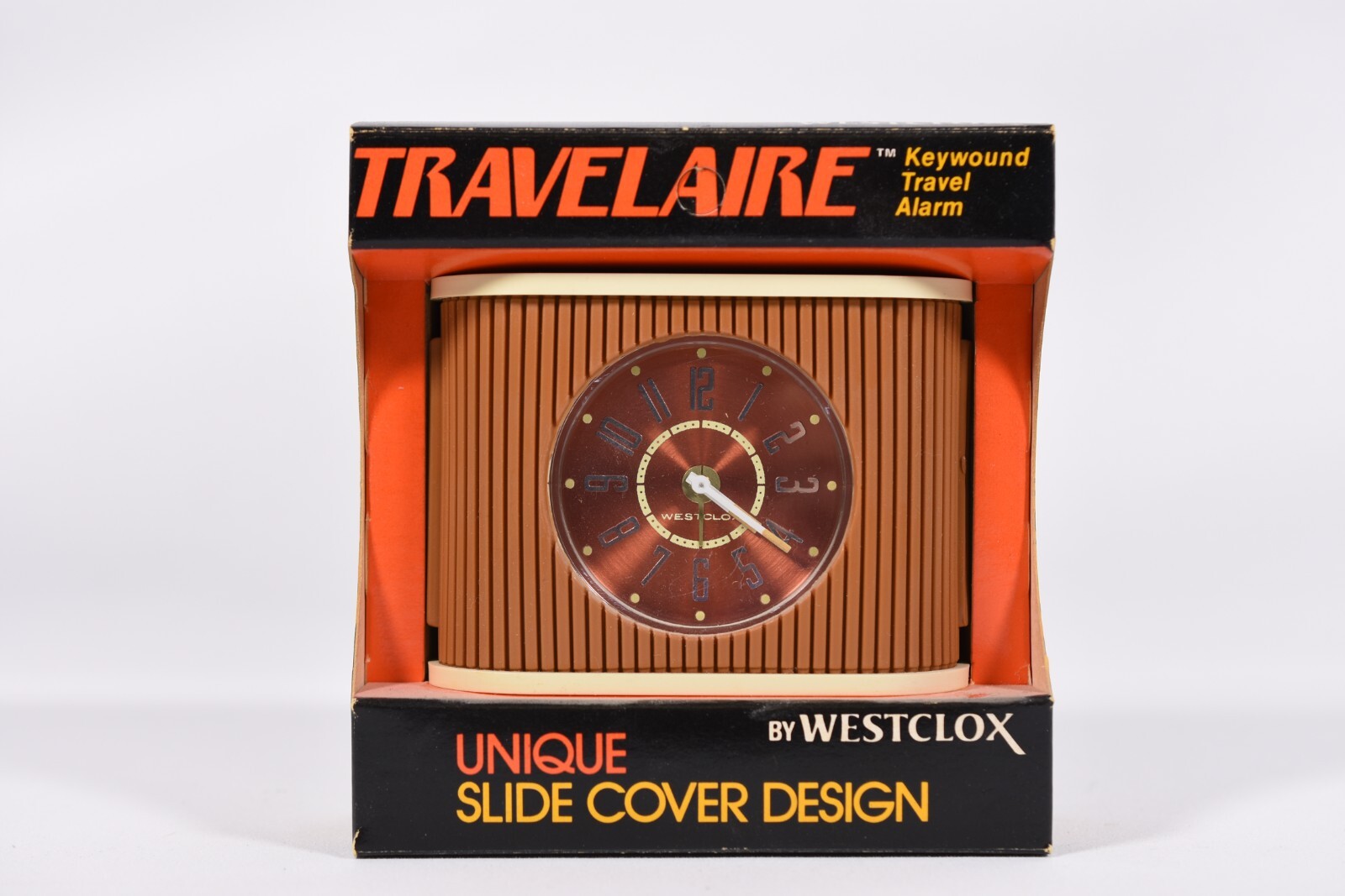 Vtg TAN Westclox Travelaire Tan & Cream Travel Alarm Clock USA 42042 New in Box