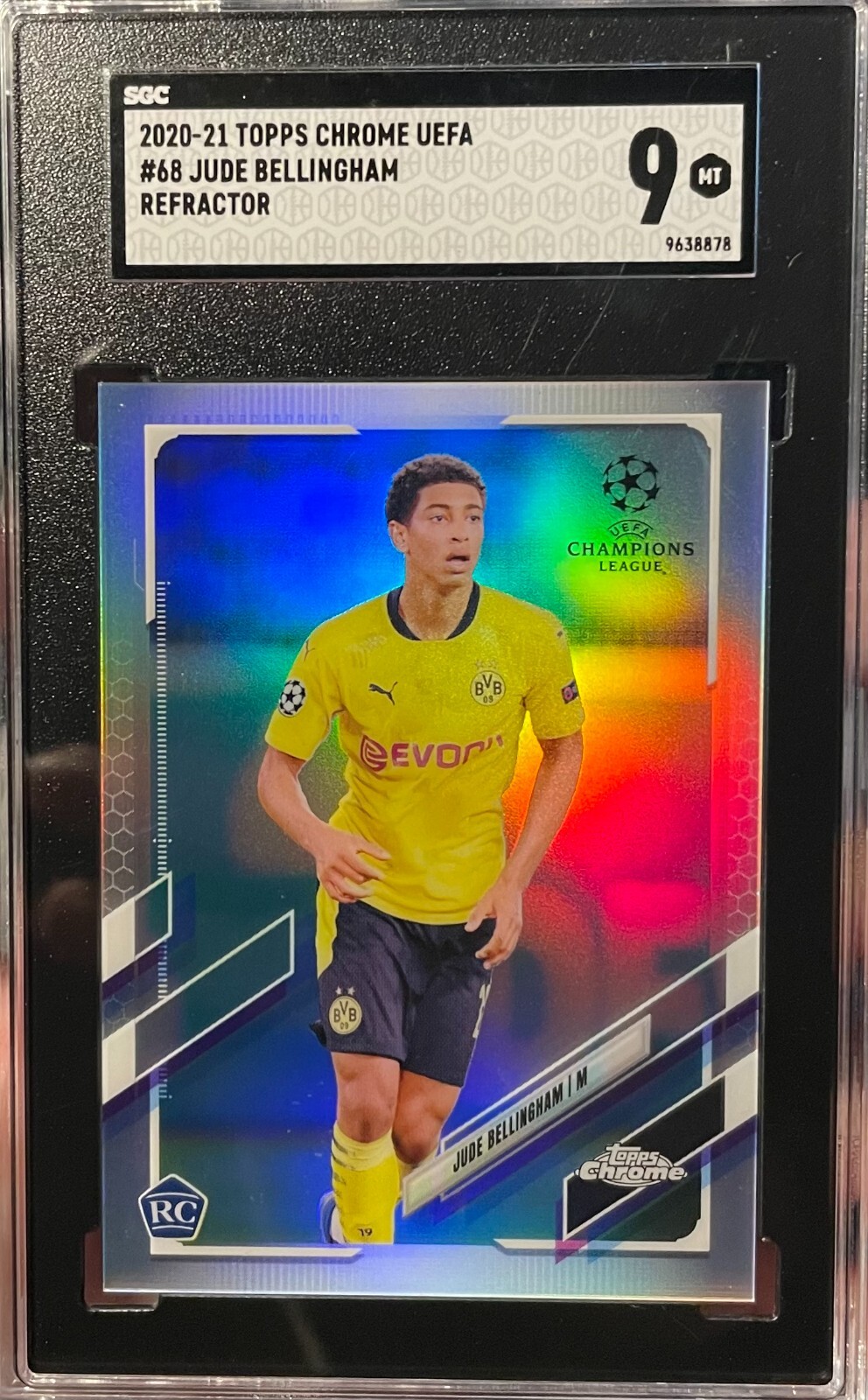 2020-21 Topps Chrome UCL Jude Bellingham Refractor Rookie RC #68 SGC 9 MINT