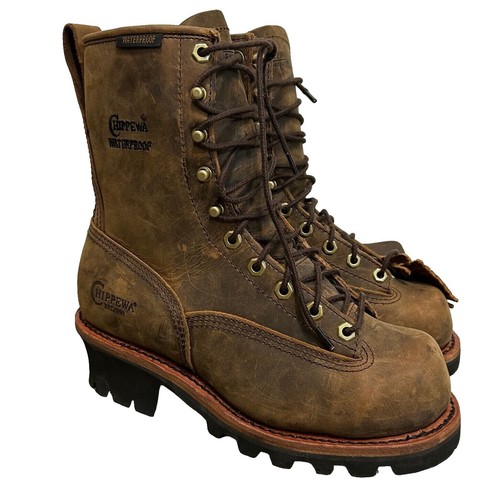 Chippewa 8” Men's 24951 Waterproof Work Boots Tan Nubuck Soft Toe