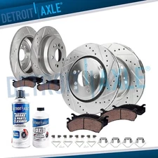 10pc Front Rear Drilled Brake Rotors and Brake Pads for 2019-2023 Honda Passport