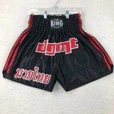 Kickboxing Muay Thai Boxer Shorts Men's Large Black Red Satin DGMT Top King