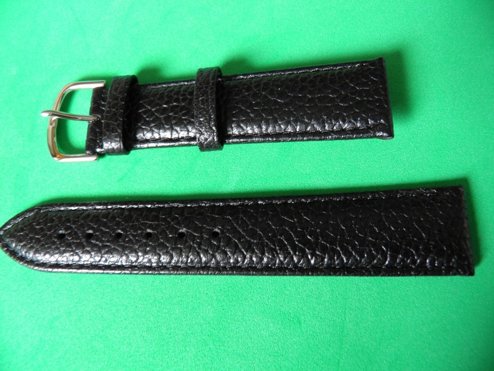 Bracelet montre 20mm cuir noir grainé idéal pour remplacer un bracelet usé