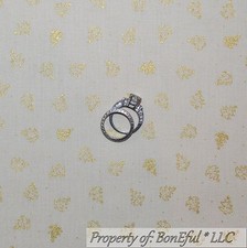 BonEful Fabric FQ Cotton Quilt Gold Metallic Dot Xmas Tree Christian Religious S