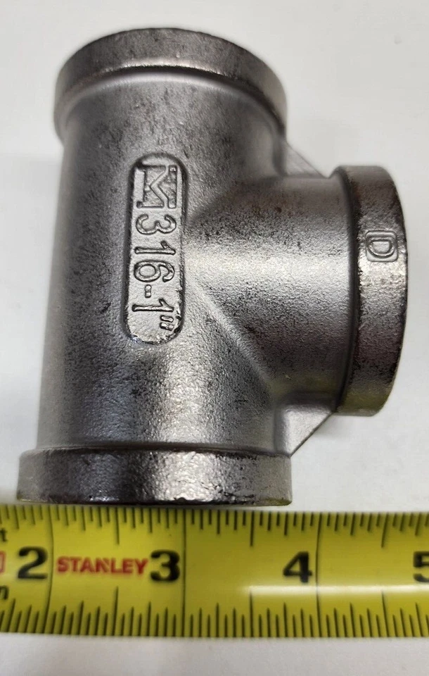 1" x 1" x 1" Tee Female NPT Threaded 6JK51 Class 150 316 Stainless Schedule 40 - Image 2 of 2