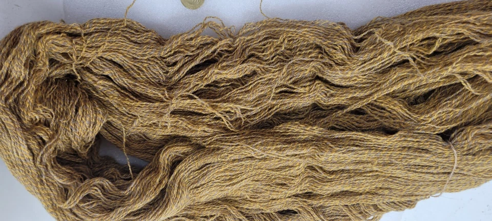 wolle zum stricken Häkelgarn-gelb-grau  Strickwolle 200gr strang schurwolle 700m - Bild 3 von 4