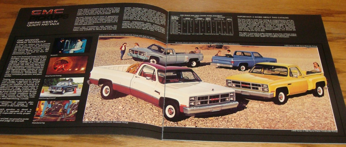 Original 1984 GMC Full-Size Pickup Truck Deluxe Sales Brochure 84