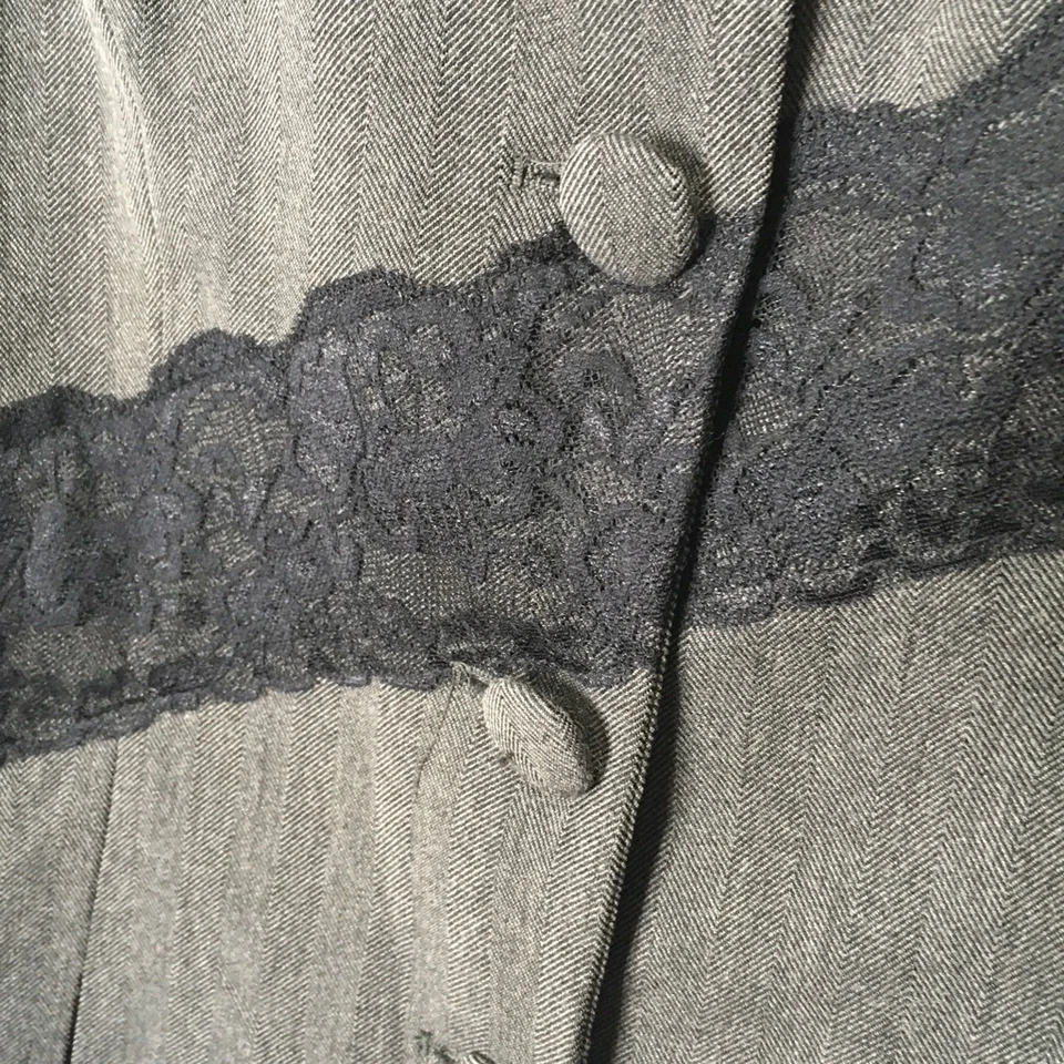 Monroe and Main Jacket Suit Blazer Women 14 Gray Herringbone Stretch Scoop Lace - Imagem 4 de 4