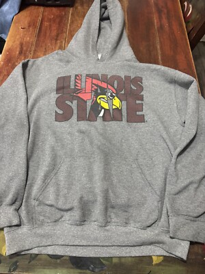 Illinois State Redbirds Hoodie Men s Size Large Gray  Sweatshirt