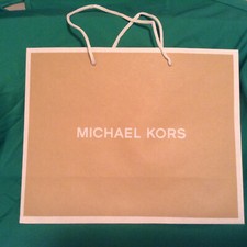 1 NEW beige Mickael Kors paper shopping LOGO bag GIFT TOTE 10" x 8"