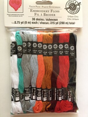 36 Skein Pack Embroidery Floss - Loops & Threads - each 8.75 - Tot. 315 Yds. 