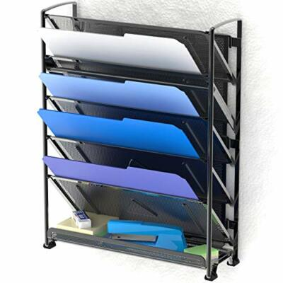 #ad Simple House ware 6 Tier Wall Mount Document Letter Tray Organizer Black $25.37