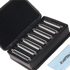 7 Pack 10 Hole Diatonic Blues Harmonica Set for Adults Students Gift