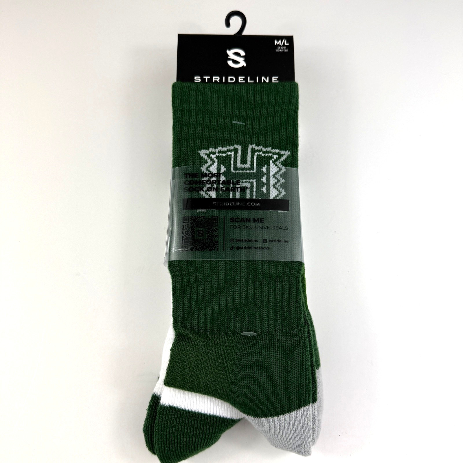 New 2-Pair Strideline Ohana Crew Socks University Of Hawaii Warriors UH Size M/L