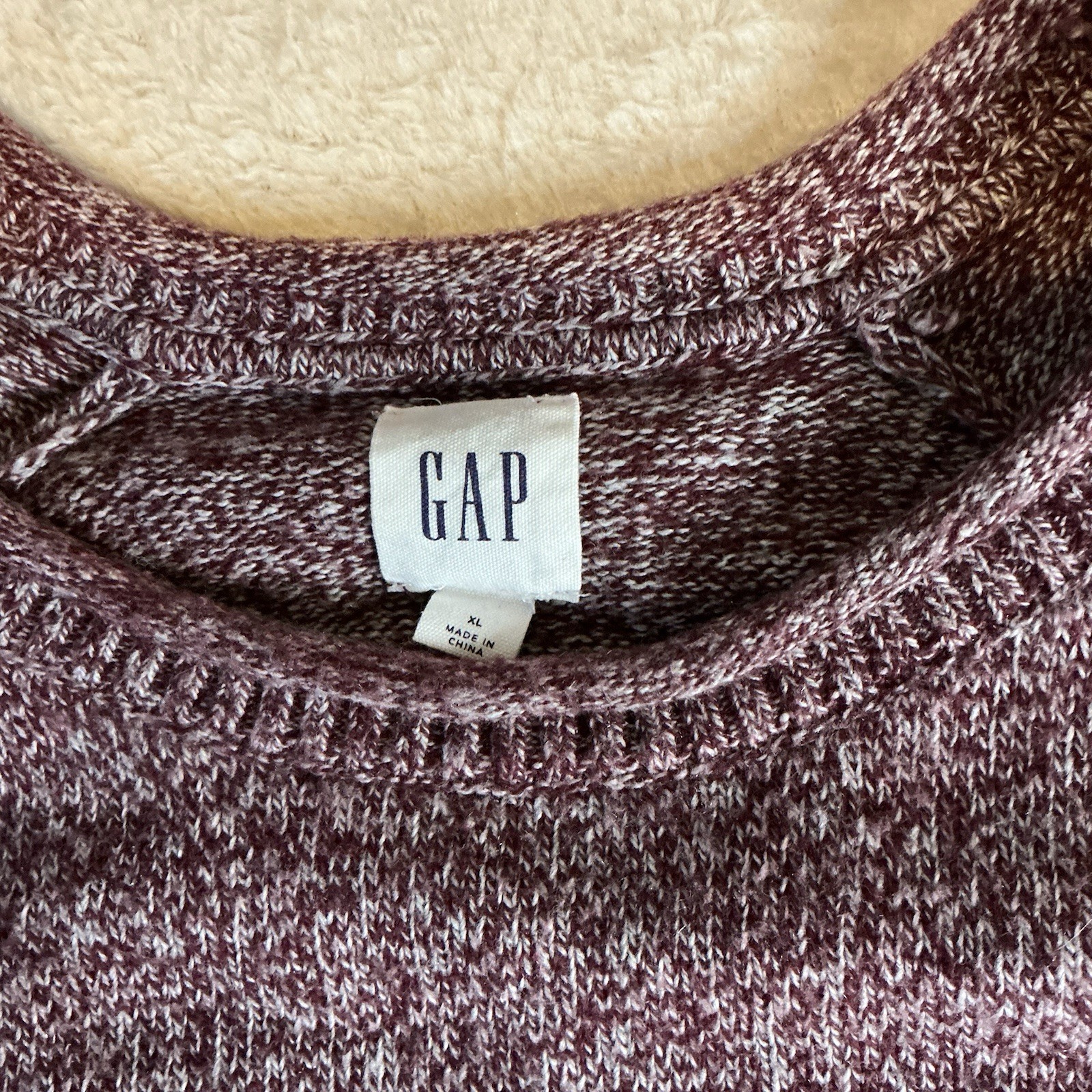 Gap Mens Jumper Top Pullover Burgundy Flecked Size Xl Extra Large image 3