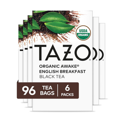 Organic Awake English Breakfast Black Tea Bags, 96 Total Tea Bags (16Ct - Pack o