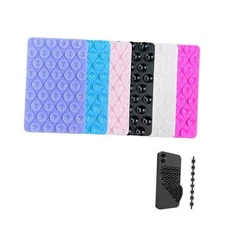 6 Pack Silicone Double-Sided Suction Cup Phone Case Detachable Mount, 6 Colors