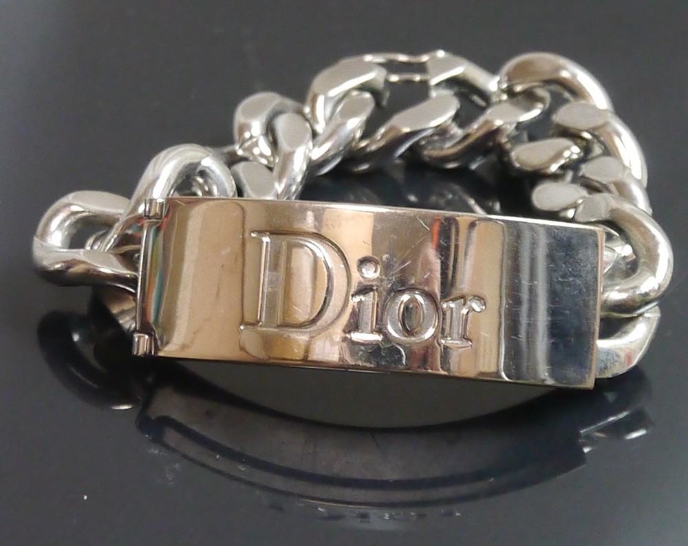 Authentic Christian Dior Bracelet ID Metallic #6355