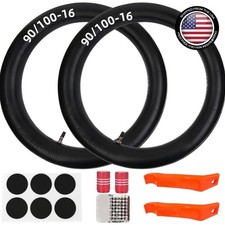 2 PCS 90/100-16 Dirt Bike Tube 3.00-16 Inner Tube with TR4 Straight Valve Stem