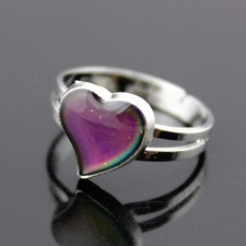 Womens Heart Shaped Mood Ring Adjustable Temperature Sensitive Color Change