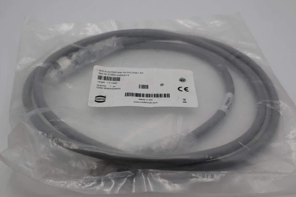 HARTING M12 A-cod 5-pol st/st m/f PVC Dnet 1.5m Part# 21355152564015 - Image 2 of 3