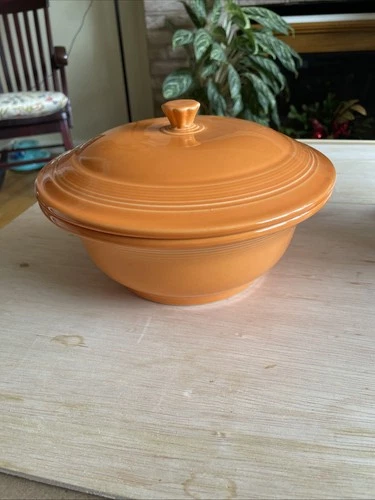 Fiesta Round Covered Casserole Bowl Dish & Lid Orange Fiestaware Retired