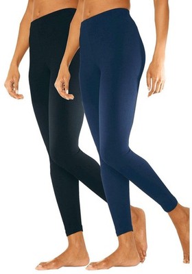 Vivance Damen Leggings 2er-Pack Hose Gummibund marine schwarz NEU