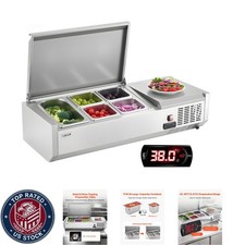 Refrigerated Condiment Prep Station, 120W Countertop, One 1/3 Pan And Four 1/6