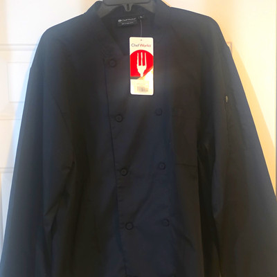 Brand New, Never Worn, Chef Works Black Double Chef Jacket.Size L. Cost $45