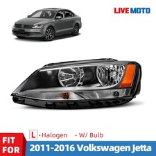 Halogen Headlight For 2011-2015 2016 Volkswagen Jetta Sedan Wbulb Left Driver