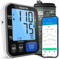 Smart Blood Pressure Monitor for Home Use, Bluetooth BP Machine with Wide Ran...