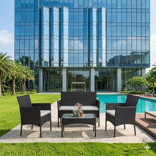 Rattan Garden Furniture Sofa Set Table Chairs Patio Backyard Balcony 4pc Outdoor
