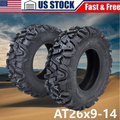 2 Pack 26x9-14 All Terrain Tires 26x9x14 ATV UTV Sand Mud Tires 6-Ply Tubeless