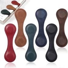 Palksky Magnetic Bookmarks,6PCS Leather Bookmark Magnet Clip,Magnetic Leather Bo